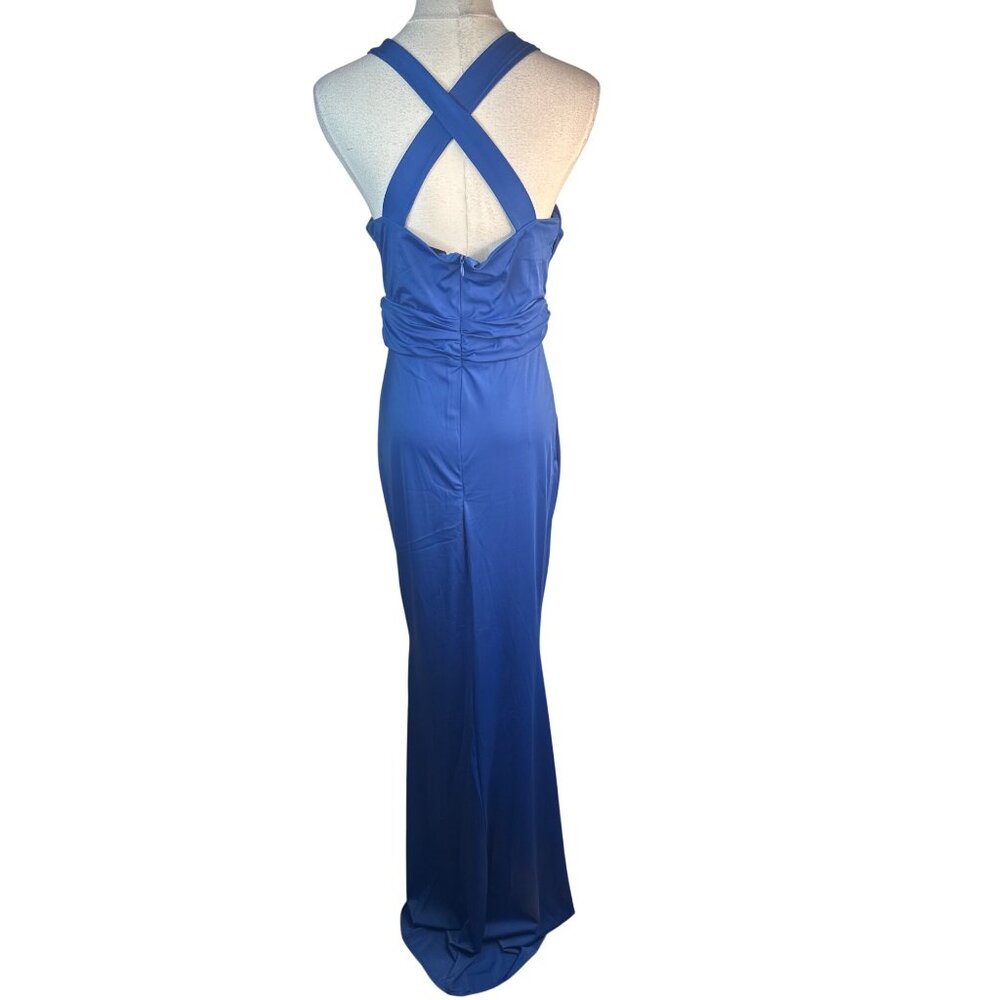 New Miss Ord Royal Blue Large Empire Waist Gown With Crisscross Back - Picture 3 of 13